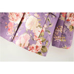 double breasted floral print coat