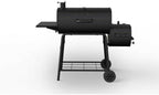 Barrel Charcoal BBQ Grill Smoker 29 in. Side Shelf Two Racks Meat Black