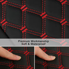 Black/Red Leather Car Seat Front Cushion Waterproof Universal Protector