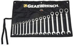 GEARWRENCH 16 Pc. 12 Pt. Reversible Ratcheting Combination Wrench Set with Tool Roll, Metric - 9602RN