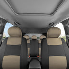 BDK PolyPro Seat Covers Full Set in Beige on Black – Front and Rear Split Bench Seat Covers for Cars, Easy to Install , Car Accessories for Auto Trucks Van SUV