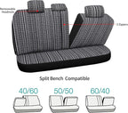 Pariitadin Baja Saddle Blanket Car Seat Covers Full Set with Seat Belt Pads, Washable Breathable Striped Woven Cloth Seat Covers for Cars, Universal Fit Most Cars, Airbag Compatible, Black/White