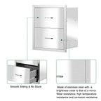 Steel BBQ Double Triple Drawers Outdoor Kitchen Door Silver