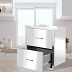 Steel BBQ Double Triple Drawers Outdoor Kitchen Door Silver