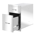 Steel BBQ Double Triple Drawers Outdoor Kitchen Door Silver