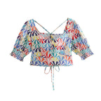 lace-up chiffon two piece set