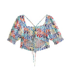 lace-up chiffon two piece set