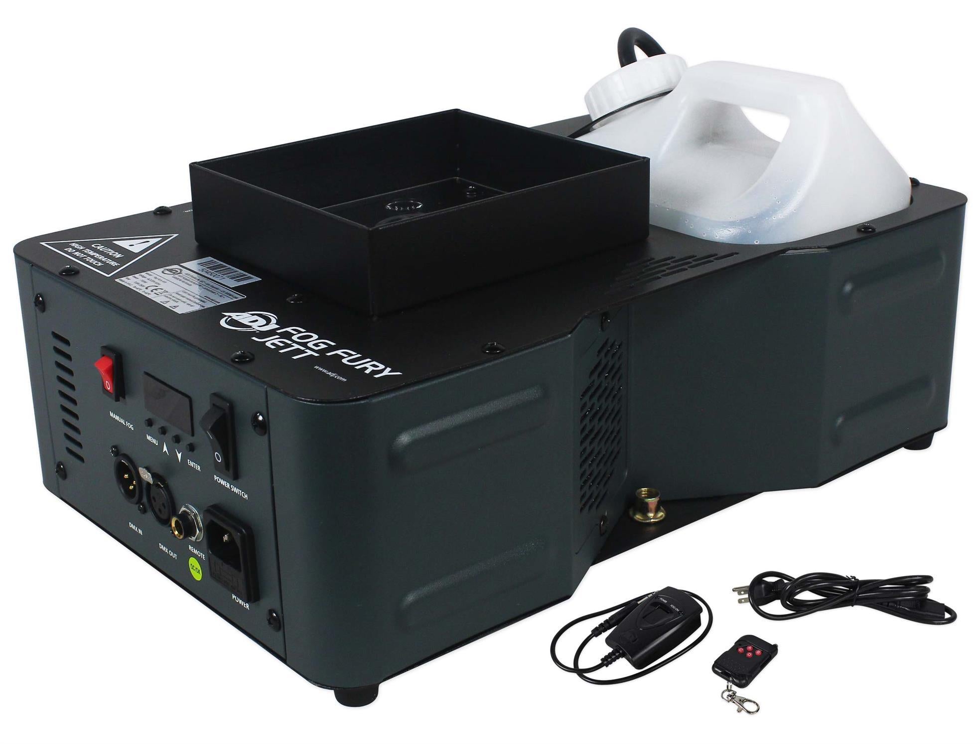 American DJ Fog Fury Jett 700W Vertical Fog Machine w/12 LED+Battery Par Light