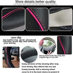 Car Steering Wheel Cover, Anti-Slip, Safety, Soft, Breathable, Heavy Duty, Thick, Full Surround, Sports Style (Black with Pink Line)
