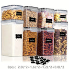 4/8/10pcs Airtight Food StoraContainers Set With Lids,BPA Plastic Kitchen And Pantry Organization Canisters For Cereal Flour,Sugar,with Labels