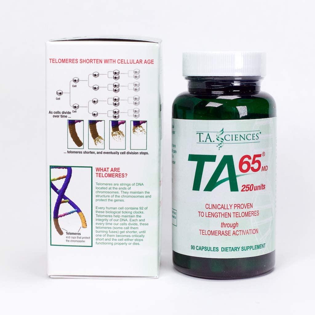 T.A. Sciences | TA-65 Supplement | 1x90 Capsules | 250 U | Free $99.00 Value | Rg-Cell Concentrated Restorative Serum with EGF &AFA Algae