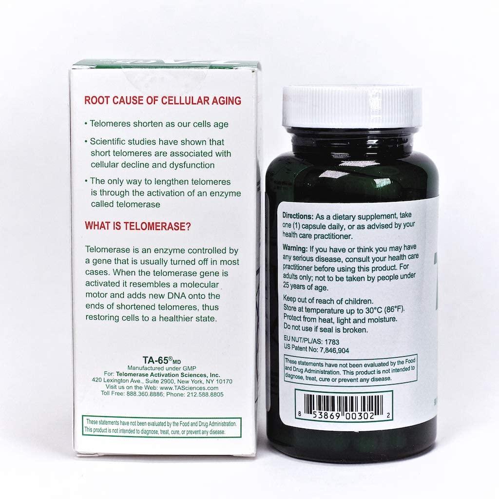 T.A. Sciences | TA-65 Supplement | 1x90 Capsules | 250 U | Free $99.00 Value | Rg-Cell Concentrated Restorative Serum with EGF &AFA Algae