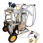 EQCOTWEA 25L Oil- Vacuum Pump Electric MilMachine, 304  Steel Single Bucket Cow Milker, MilMachine for Cow Goat with 3 Cleaning Brushes, 2 Handles, 2 Wheels MilEquipment