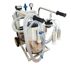 EQCOTWEA 25L Oil- Vacuum Pump Electric MilMachine, 304  Steel Single Bucket Cow Milker, MilMachine for Cow Goat with 3 Cleaning Brushes, 2 Handles, 2 Wheels MilEquipment
