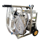 EQCOTWEA 25L Oil- Vacuum Pump Electric MilMachine, 304  Steel Single Bucket Cow Milker, MilMachine for Cow Goat with 3 Cleaning Brushes, 2 Handles, 2 Wheels MilEquipment