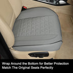 Black Panther Luxury Faux Leather Car Seat Cover Front Bottom Seat Cushion Cover, Anti-Slip and Wrap Around The Bottom, Fits 95% of Vehicles - 1 Piece,Grey
