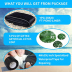 Coocure Pond Liner 20x20ft, LLDPE Garden Pond Liner, 20Mil Thickness Pond Liner for KOI or Fish, Duck and Waterscape.