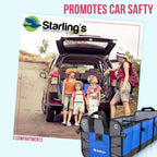 Starling's Car Trunk Organizer - Durable Storage SUV Cargo Organizer Adjustable (Blue, 3 Compartments)