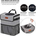 Vankor Cute Leak Proof Trash Can, Trash Bag Bin, Hanging Waterproof Automotive Garbage Cans For Vehicles, Car, Grey
