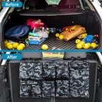 Car Trunk Organizer with Cooler, Hanging Car Organizers and Storage with Large Pockets, Zippers Detachable Seat Back Organizers Storage, Waterproof Car Storage Trunk Organizer for Jeeps, SUVs, Camo