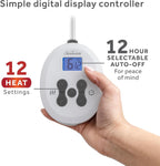 Sunbeam Royal Ultra Fleece Heated Electric Blanket King Size, 90" x 100", 12 Heat Settings, 12-Hour Selectable Auto Shut-Off, Fast Heating, Machine Washable, Warm and Cozy, Mushroom