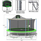 Favorland 16FT Trampoline with Safety Enclosure, Green