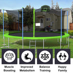 Favorland 16FT Trampoline with Safety Enclosure, Green