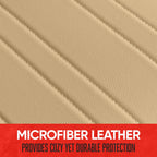 Motor Trend Seat Covers for Cars Trucks SUV, Faux Leather Full Set Beige Padded Car Seat Covers with Storage Pockets, Premium Interior Car Seat Cover