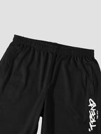 mens letter brush stroke print crew neck street two pieces outfits