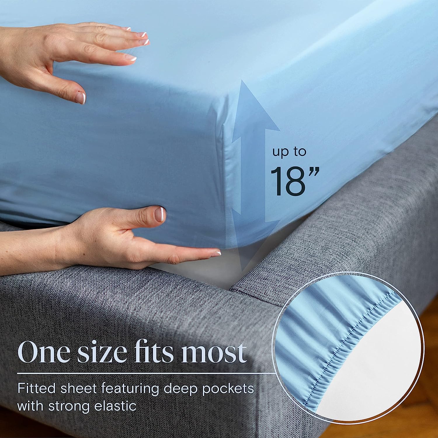 LuxClub 6 PC Full Size Sheet Set Bamboo Sheets Deep Pockets 18" Eco Friendly Wrinkle Free Cooling Sheets Machine Washable Hotel Bedding Silky Soft - Sky Full