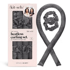 Kitsch Satin Heatless Curling Set - Hair Rollers for Heatless Curls | Heatless Hair Curlers &amp; Hot Rollers | Hair Curlers to Sleep in | Heatless Curling Rod Headband | Heatless Curler (Charcoal)