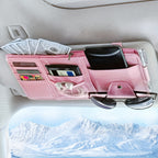 Car Sun Visor Organizer, Car Glasses Clip StoraPocket Sunglasses Holder With Zipper Pocket For Car, Truck, SUV Auto Interior Accessories
