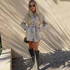 belted long sleeve coat