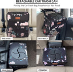 Vankor Car Trash Can for Car Cute, Car Trash Bag Bin Hanging Waterproof Automotive Car Garbage Cans Leak Proof Vehicle Trash Can Black Floral