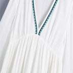 vintage patchwork puff sleeve loose embroidery blouse