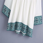 vintage patchwork puff sleeve loose embroidery blouse