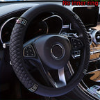 Car Pu Leather Steering Wheel Cover, 14.57-14.96inch Artificial Diamond, Steering Wheel Cover