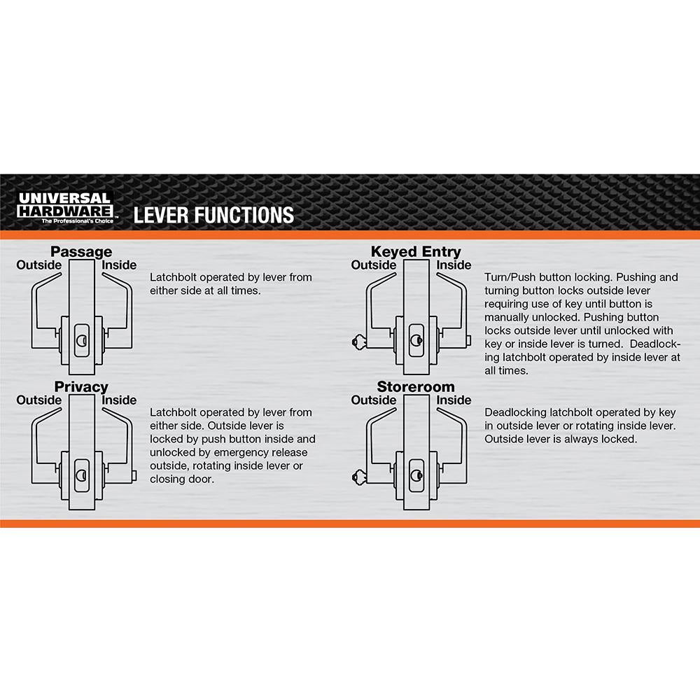 Commercial 2-3/4 in. Satin Chrome Heavy Duty PassaHall/Closet Door Lever