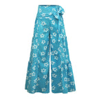 lace-up casual wide leg pants