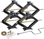Set 4 Libra 24" 6000lbs RV Trailer Stabilizer Leveling Scissor Jacks w/ Dual Power Drill sockets & mounting Hardware Set