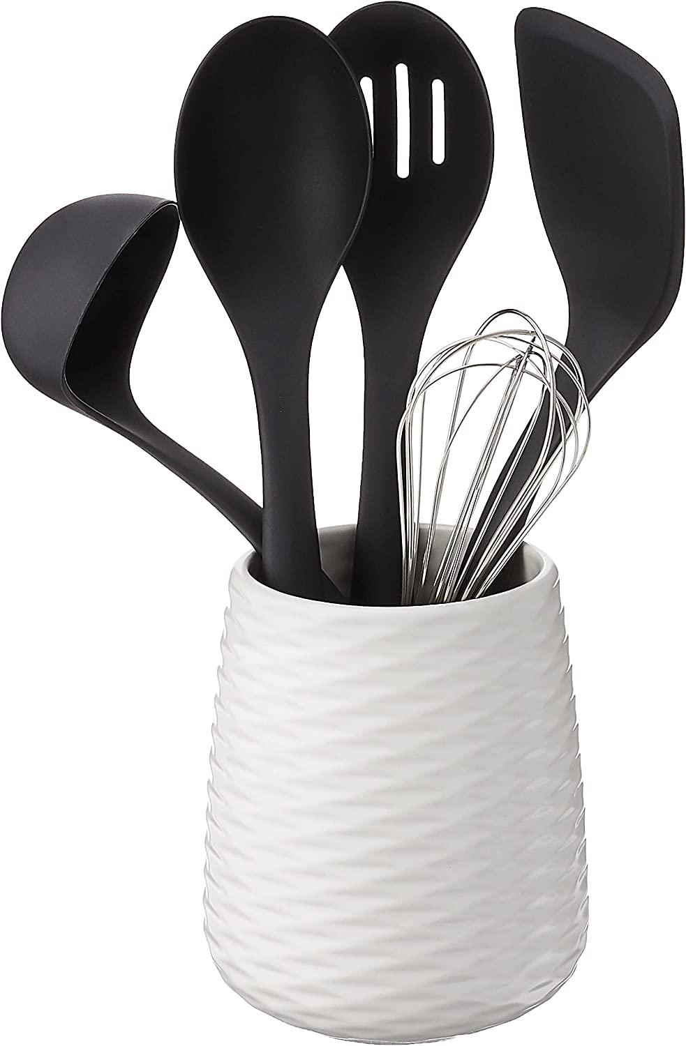 KitchenAid Tool and Gadget Set with Crock, 6-Piece, Black
