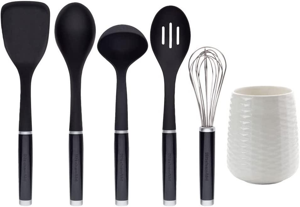 KitchenAid Tool and Gadget Set with Crock, 6-Piece, Black