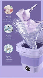 1pc Portable Mini Washing Machine Collapsible Bucket, 8L/3 Modes Effective Steri-lizing Washer With Drain Basket , Underwear Suitable For RV, Travel