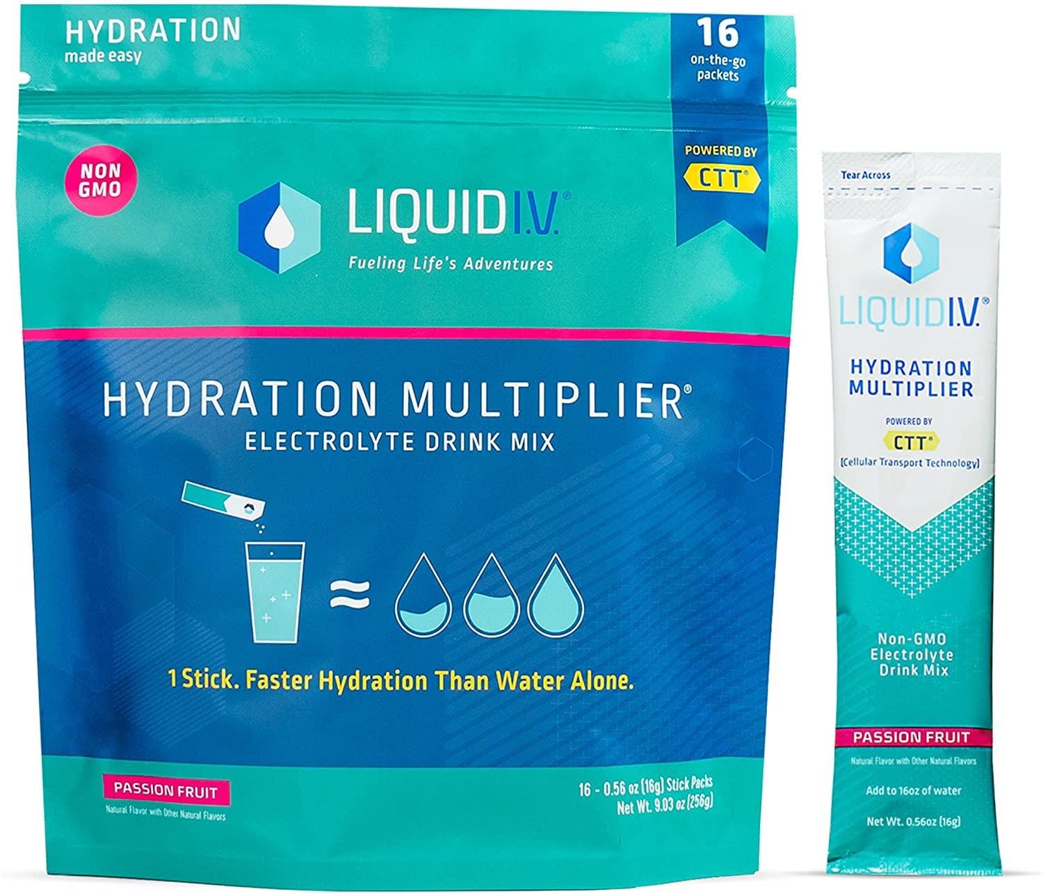 Liquid I.V. Hydration Multiplier - Passion Fruit - Hydration Powder Packets | Electrolyte Drink Mix | Easy Open Single-Serving Stick | Non-GMO