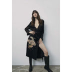 casual embroidery loose long sleeve dress