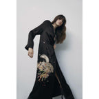 casual embroidery loose long sleeve dress