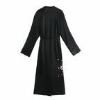 casual embroidery loose long sleeve dress