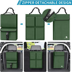 Car Trunk Organizer with Cooler, Hanging Car Organizers and Storage with Large Pockets, Zippers Detachable Seat Back Organizers Storage, Waterproof Car Storage Trunk Organizer for Jeeps, SUVs, Olive