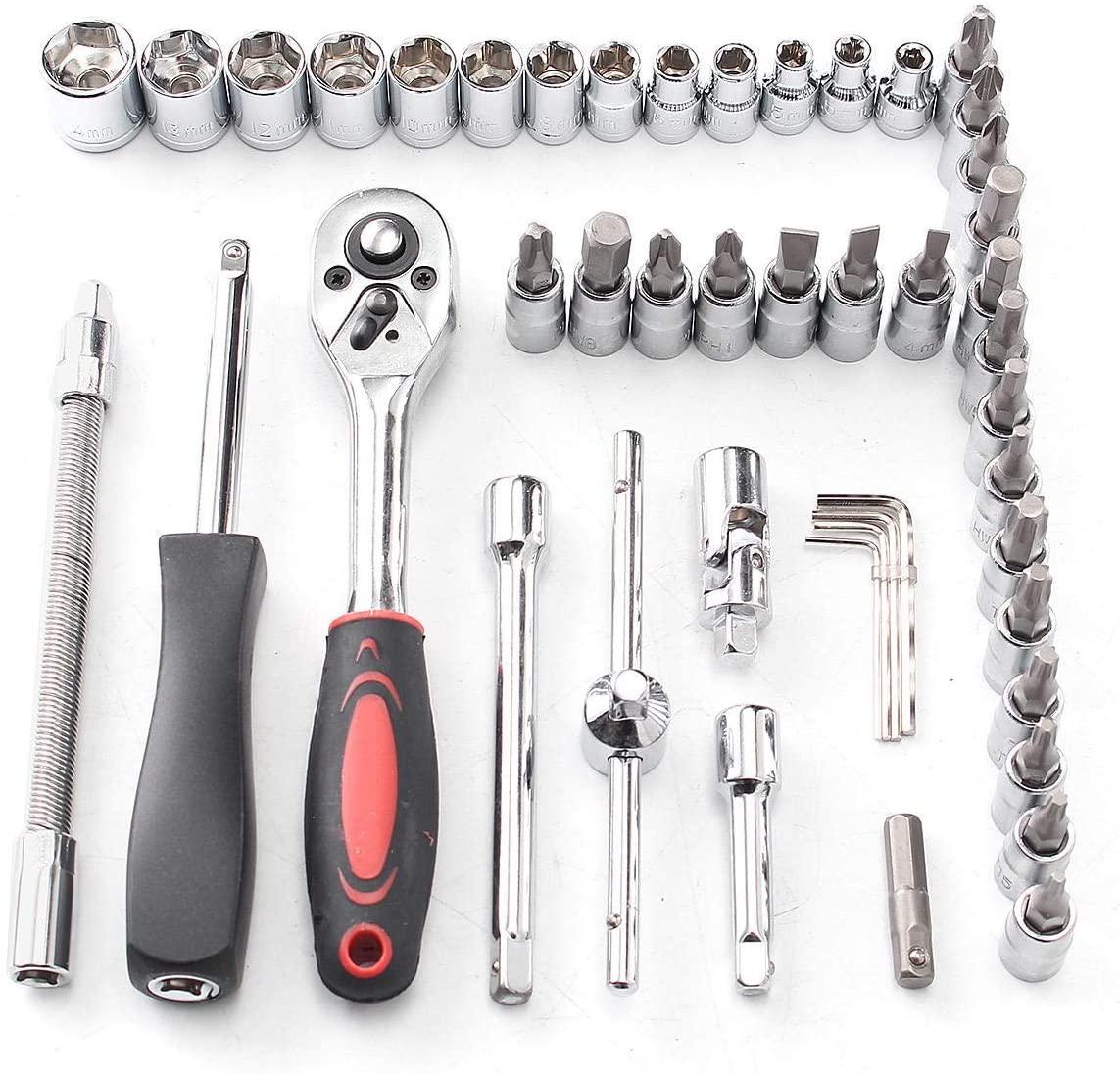 Peixiang Sturdy Wrench 46Pcs Drive Heavy Duty Telescopic Shaft Ratchet Handle Socket Wrench Spanner Set Repair Tools Safety
