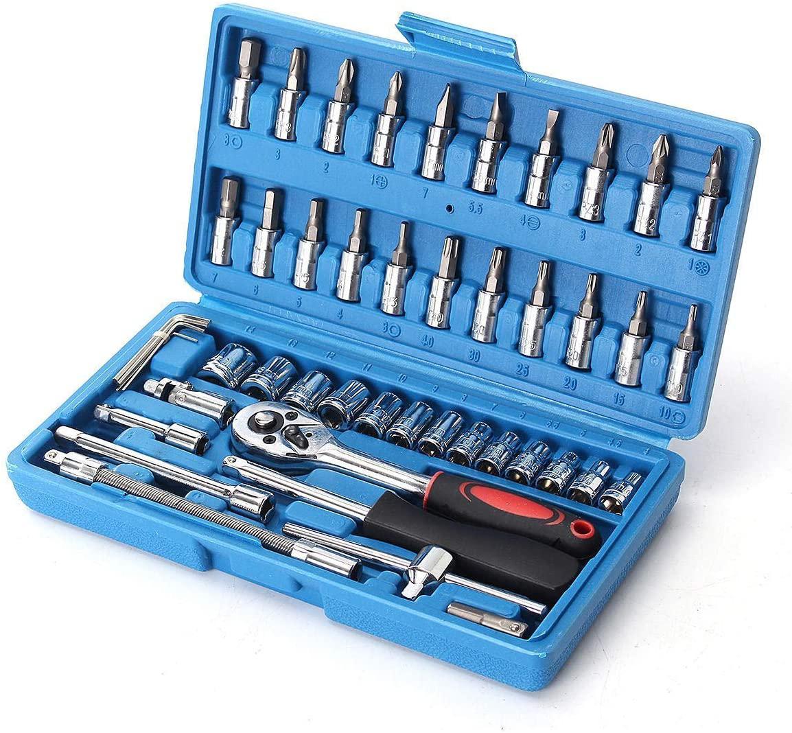 Peixiang Sturdy Hand Tools 46Pcs Drive Heavy Duty Telescopic Shaft Ratchet Handle Socket Wrench Spanner Set Safety